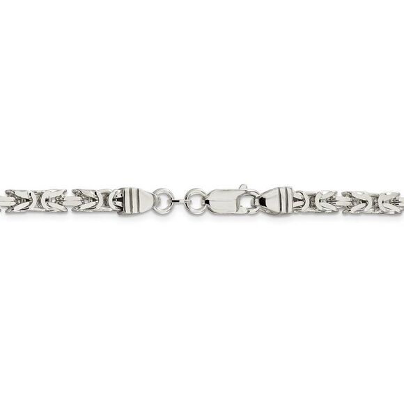 4.25mm, Sterling Silver, Solid Byzantine Chain Necklace, 18 Inch - Picture 4 of 8